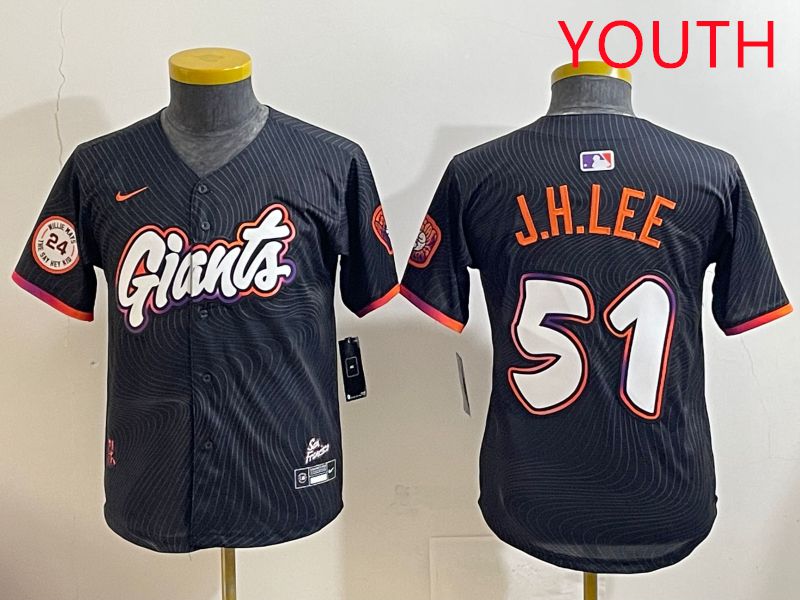 Youth San Francisco Giants 51 J.H.Lee Black Joint Name 2025 Nike MLB Jersey style 9